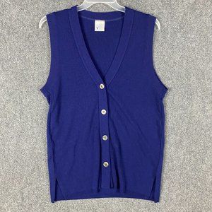 Vintage Partners Mervyns Cardigan Women's Large Blue Sleeveless 100% Acrylic